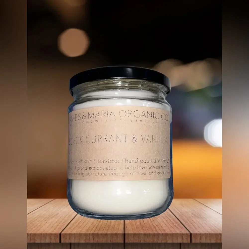 NEW! James & Maria Organic Co. Black Currant & Vanilla Scented Candle 16oz